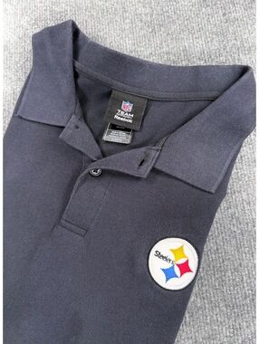 Reebok NFL Team Apparel Vintage Y2K Pittsburgh Steelers Black Polo Shirt XL
